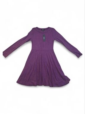 Lulu's Deep Purple Long-Sleeve Fit & Flare Midi Dress
